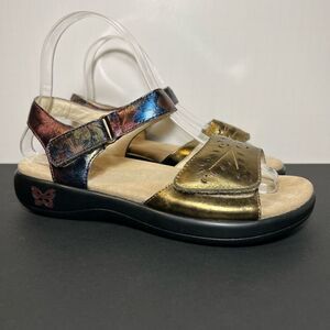 Womens ALEGRIA Special Lady Jesa Gold Ankle Strap Sandals / Size 7-7.5